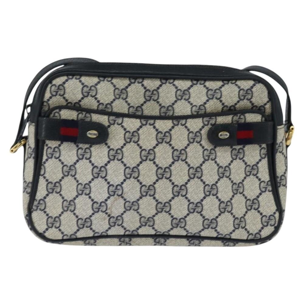 Gucci GG Supreme Web Shoulder Bag Navy Gold 904 02 049 Blue